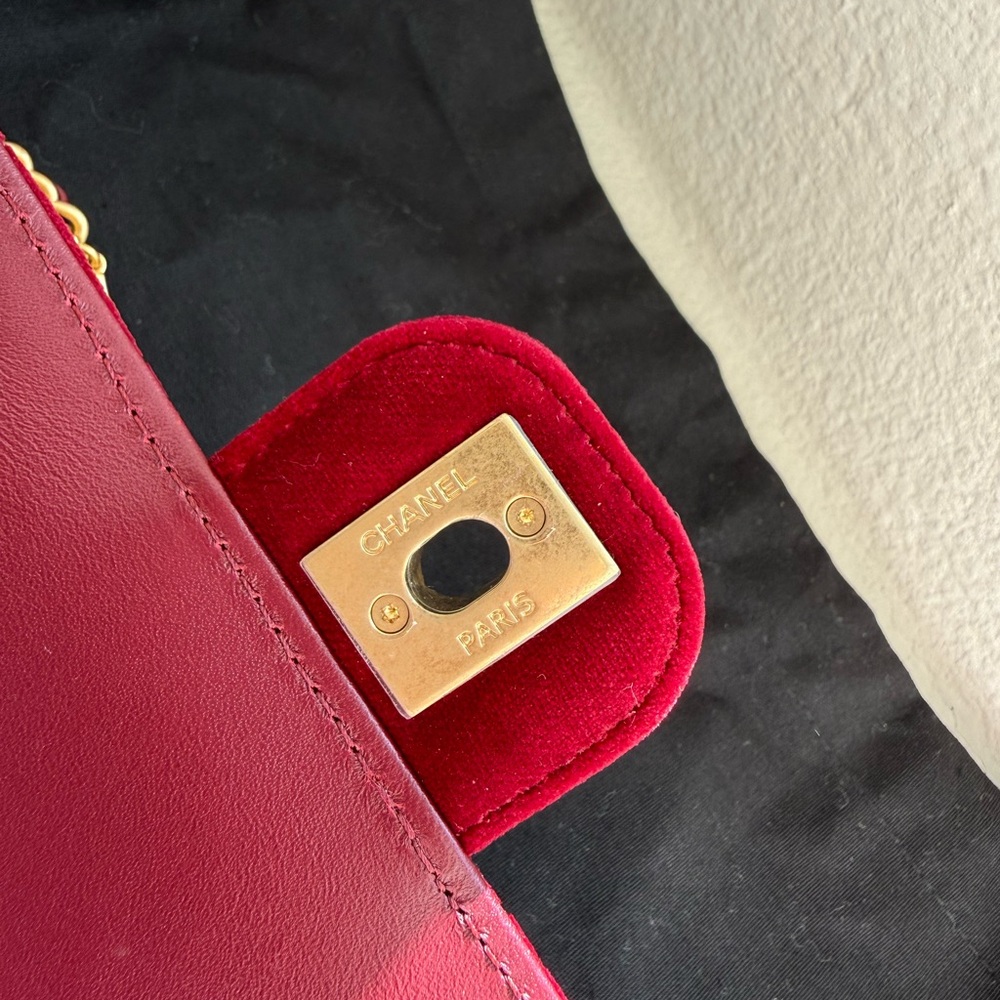 Chanel Burgundy Quilted Velvet Flap Bag - Picture 9 of 16